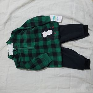 Buffalo Plaid Fleece Baby Zippered Shirt & Pants